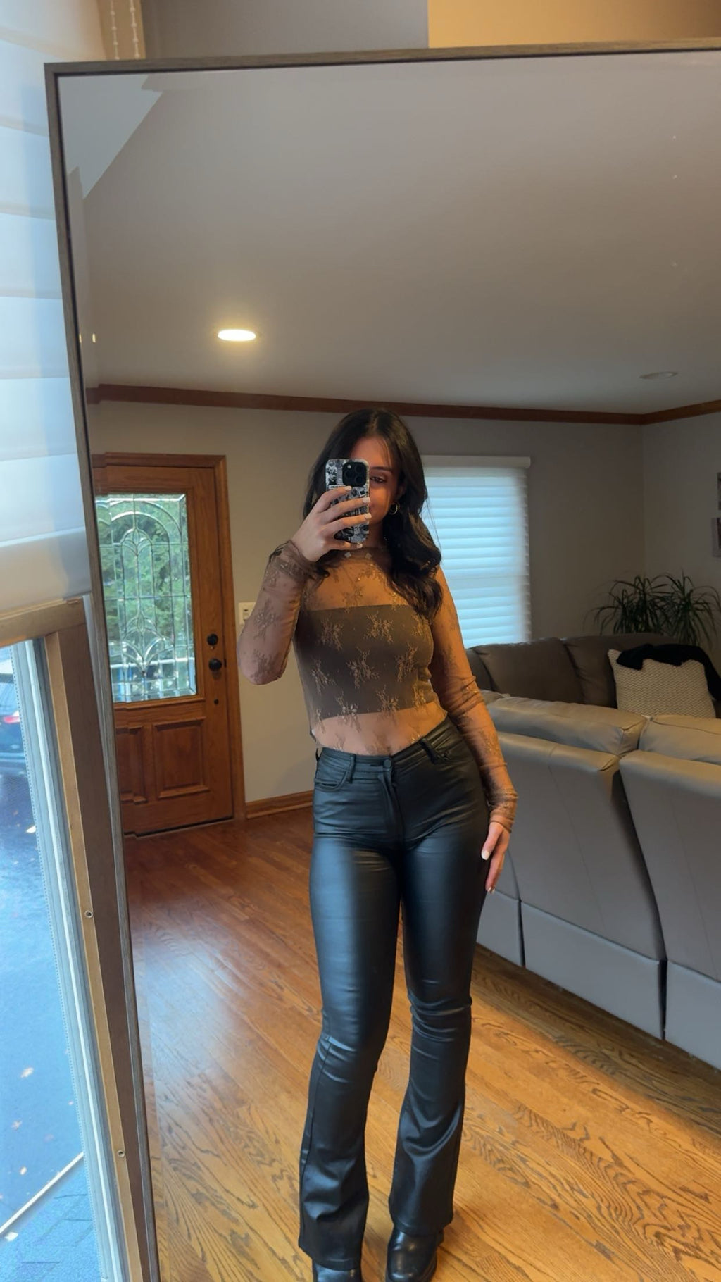 SHEER LACE LONG SLEEVE TOP